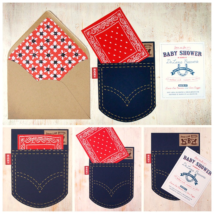 Western theme Baby Shower Invites Western theme Baby Shower Invitation Set by Beetlebumdesign