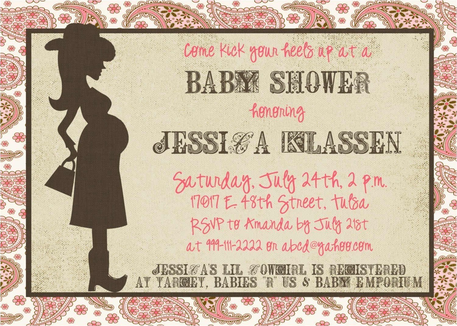 Western themed Baby Shower Invitations Western Mama 5×7 Baby Shower Invitation
