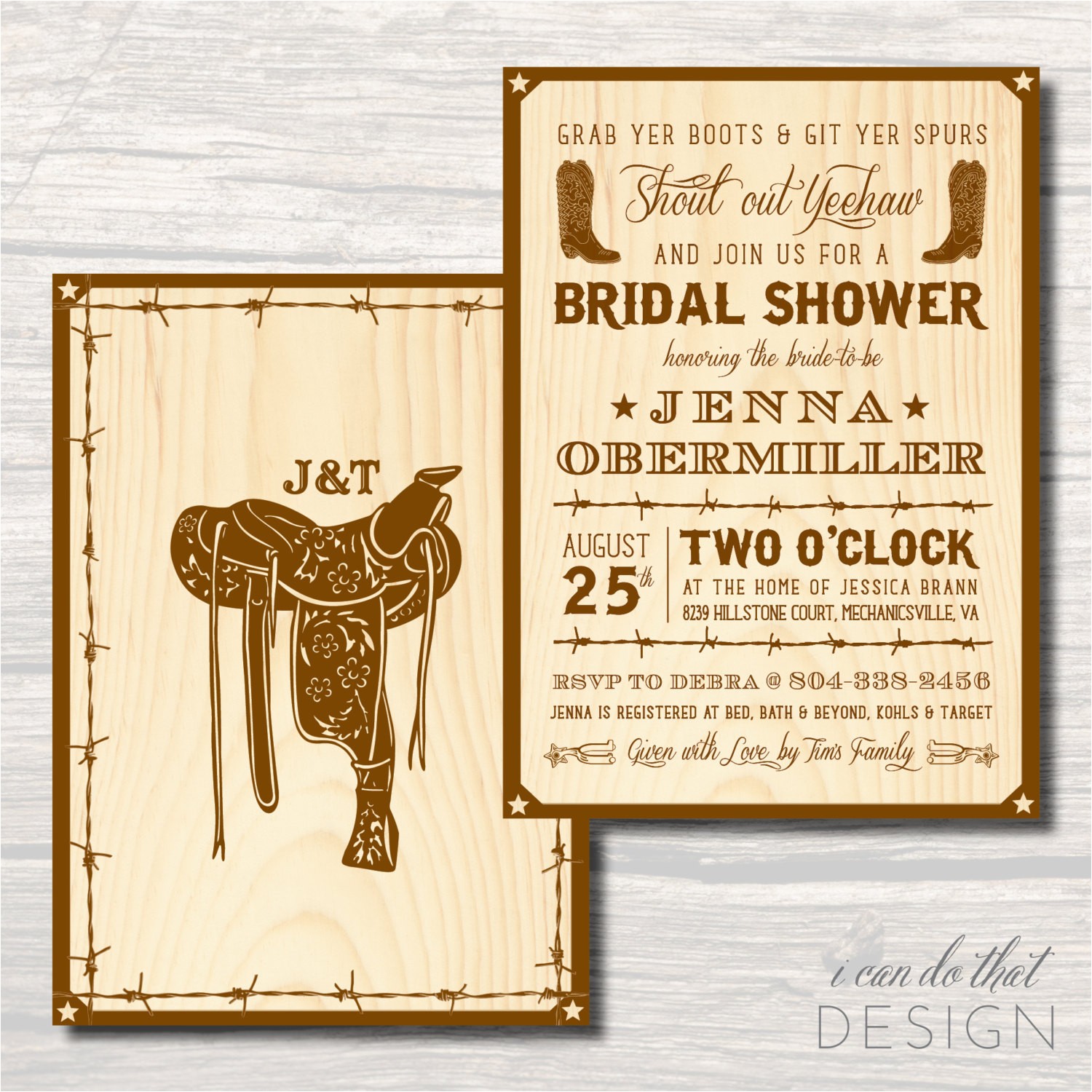 Western themed Bridal Shower Invitations Country Western Bridal Shower Invitation by Icandothatdesign