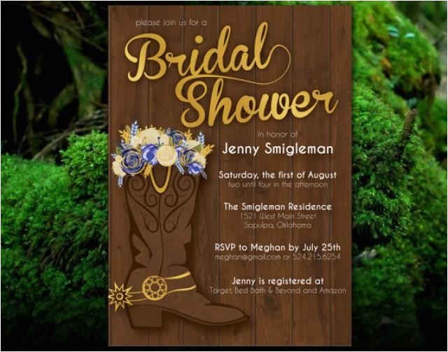 Western themed Bridal Shower Invitations Printable Western Bridal Shower Invitation Flowers
