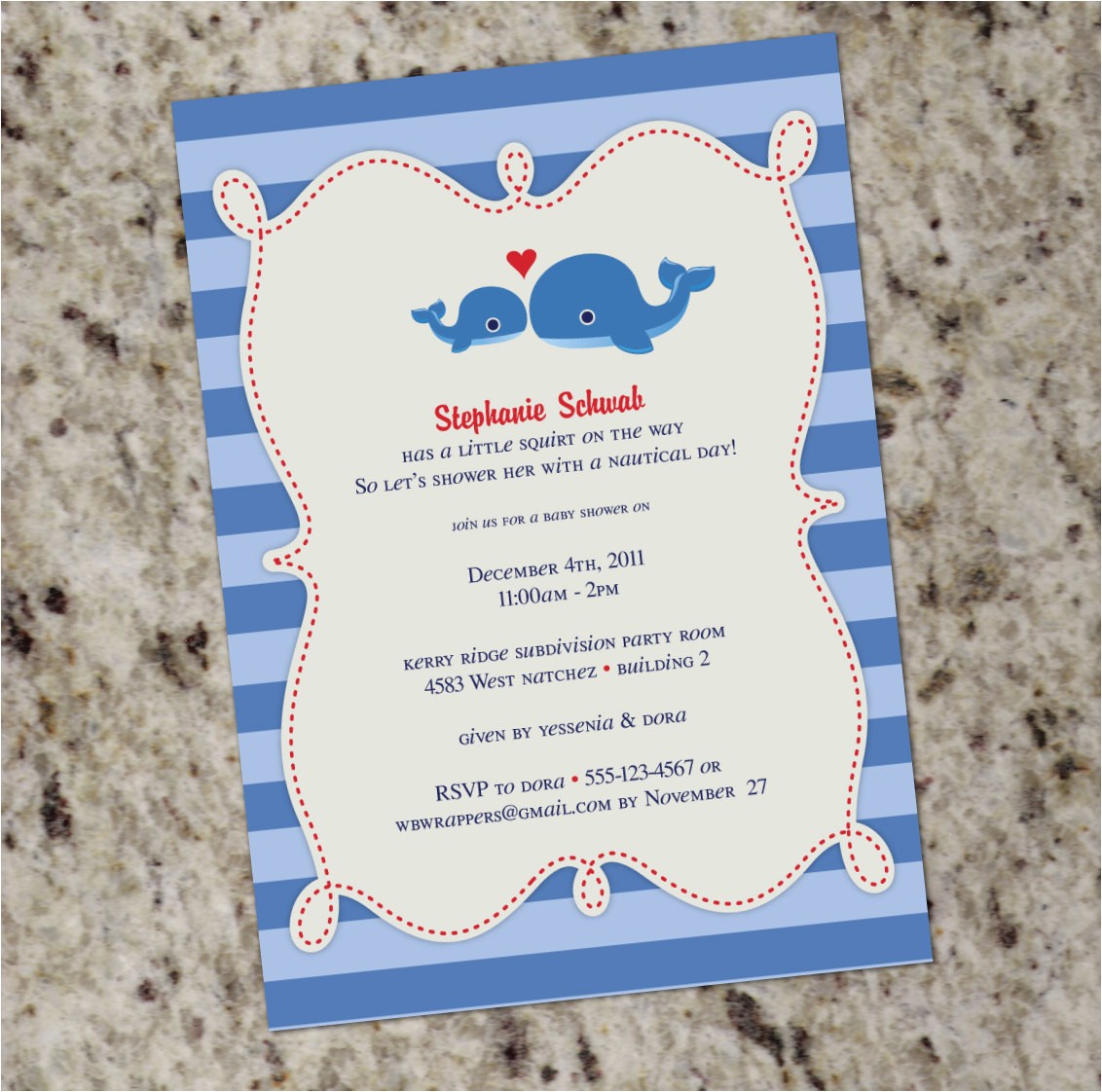 Whale themed Baby Shower Invitations Sweet Whale themed Baby Shower or Birthday Invitation
