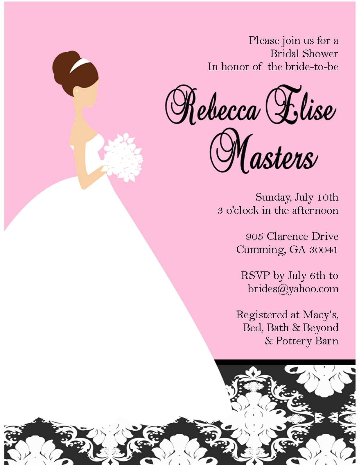 What to Put On A Bridal Shower Invitation Bridal Shower Invitations Custom Bridal Shower