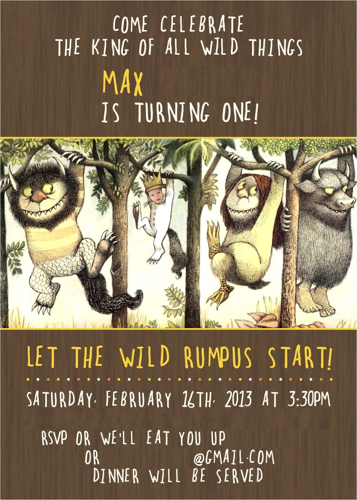 Where the Wild Things are Birthday Invitation Template David Jen = Max January 2013
