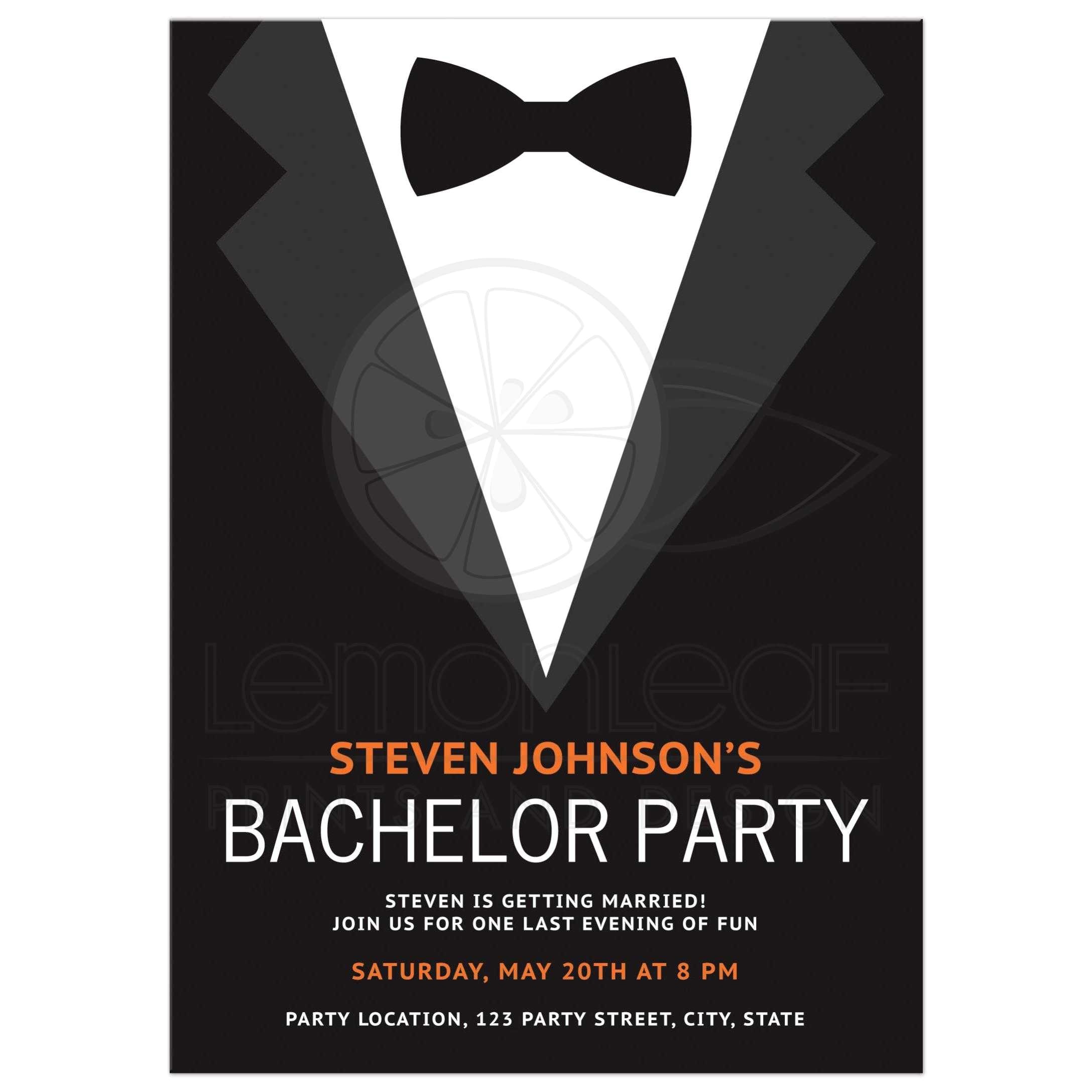 Who Gets Invited to Bachelor Party Bachelor Party Invitation with Bow Tie Bold and Modern