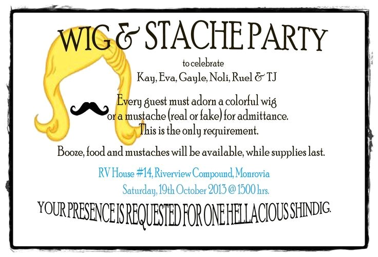 Wig and Mustache Party Invitations Party Invitation Wig & Mustache Party