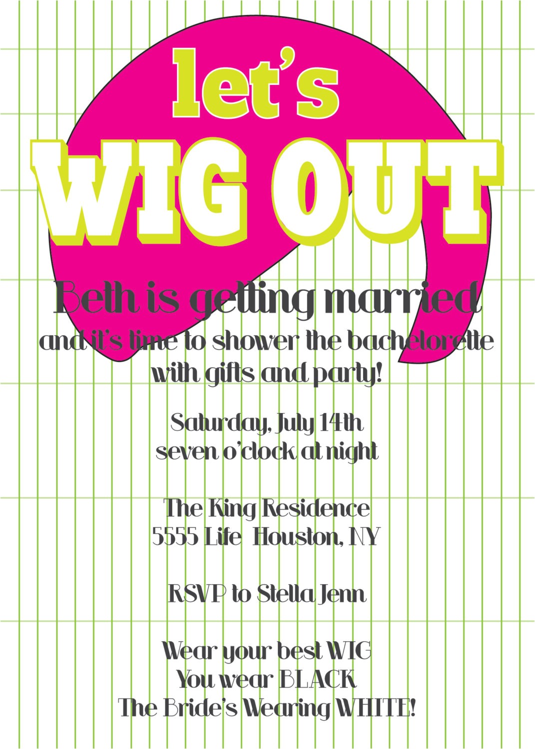 Wig Party Invitations Wig Party Invite White Wigs Online