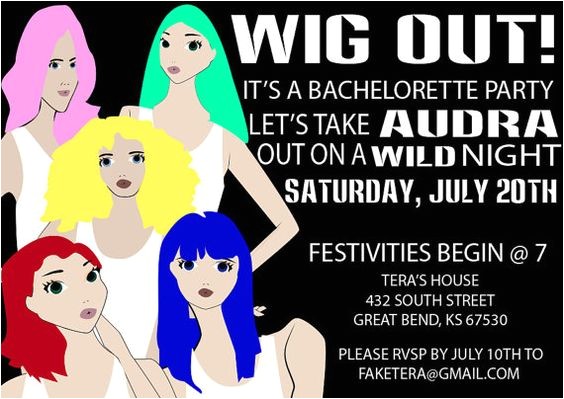 Wig themed Party Invitations Invitations the O 39 Jays and Bachelorette Party Invitations