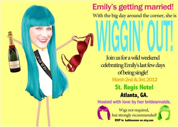 Wig themed Party Invitations Personalized Wig theme Bachelorette Party Invitations