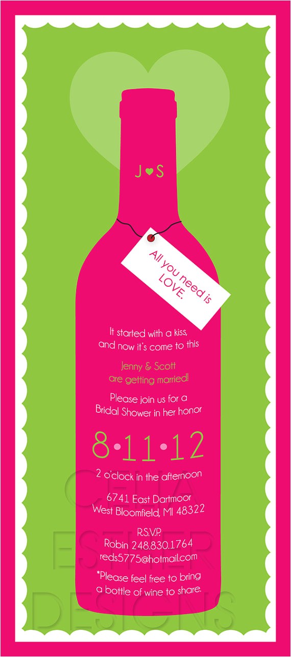 Wine Bottle Bridal Shower Invites Items Similar to Wine Bottle Wedding Shower Invitation On Etsy