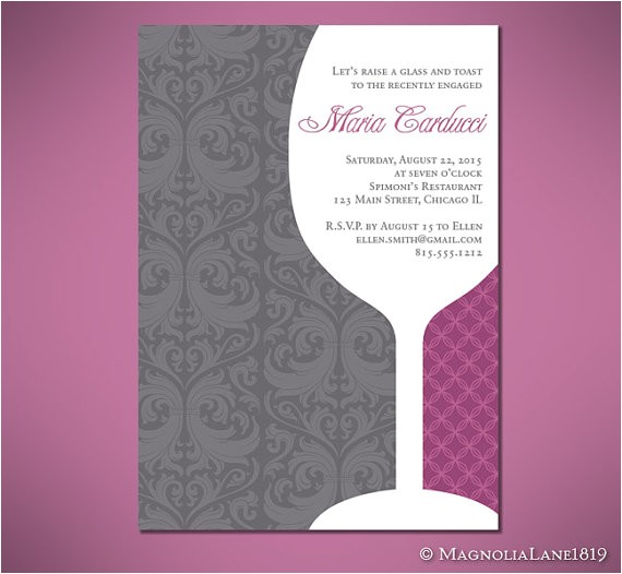 Wine Glass Bridal Shower Invitations Wine Glass Bridal Shower or Engagement Party Invitation Cards