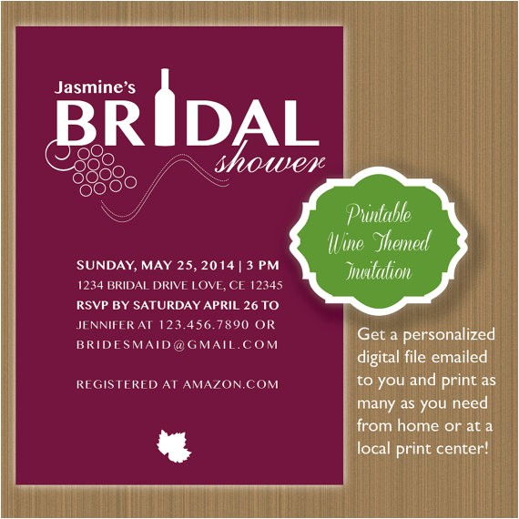 Wine themed Bridal Shower Invitations Etsy Items Similar to Printable Modern Wine themed Bridal