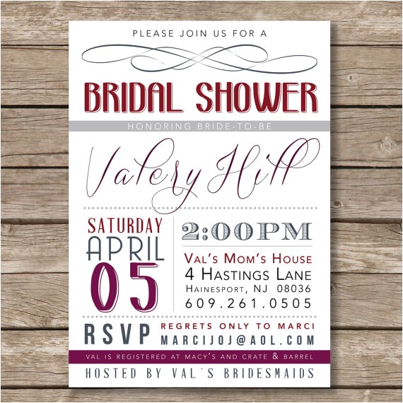 Wine themed Bridal Shower Invitations Etsy Items Similar to Wine Color themed Bridal Shower