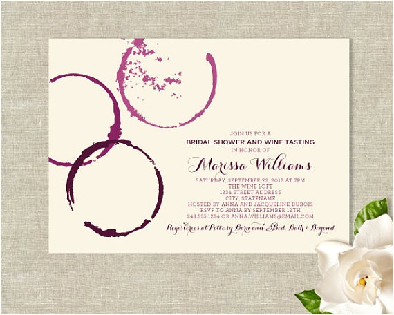 Wine themed Bridal Shower Invitations Etsy Wine Glass Stains theme Bridal Shower Invitations by