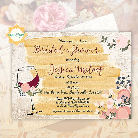 Wine themed Bridal Shower Invitations Etsy Wine themed Invitation Bridal Shower Rustic Invite Vineyard