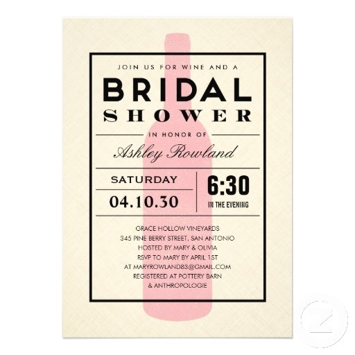 Winery themed Bridal Shower Invitations Invitations