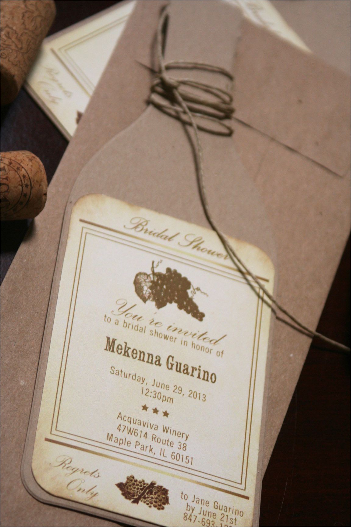 Winery themed Bridal Shower Invitations Wedding Invitations Cards Wording Wedding Invitation