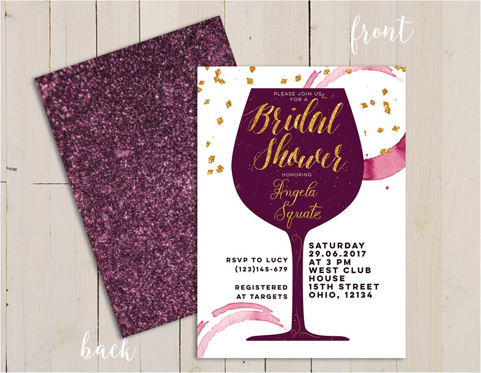 Winery themed Bridal Shower Invitations Wine themed Bridal Shower Invitation Wine themed Invitation