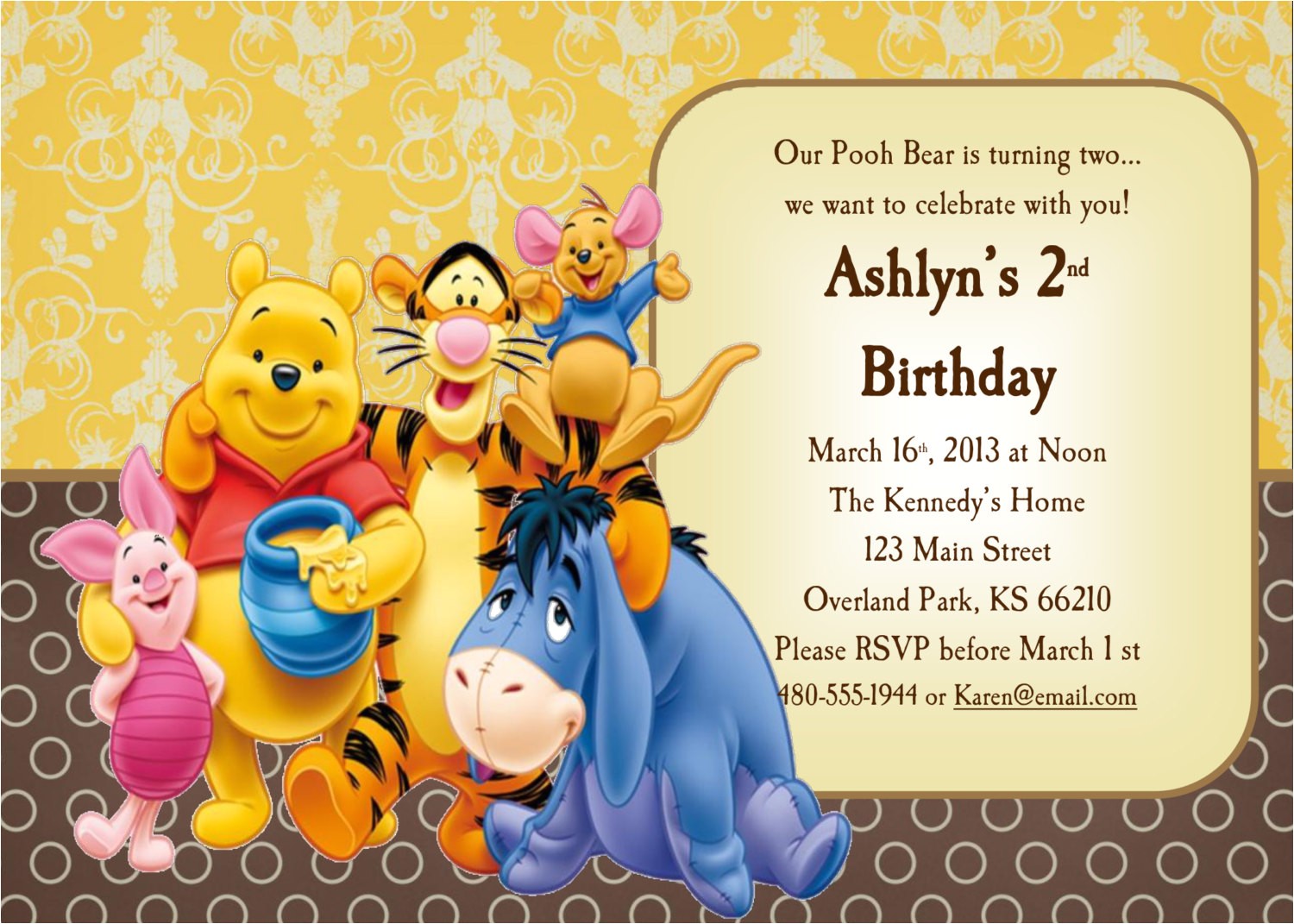 Winnie the Pooh Invites 1st Birthday Free Printable Winnie the Pooh Invitations for 1st