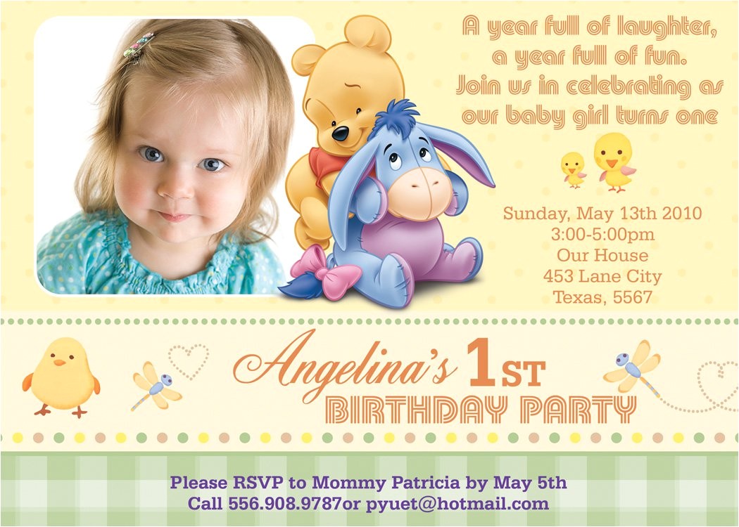 Winnie the Pooh Invites 1st Birthday Winnie the Pooh Invitations for 1st Birthday