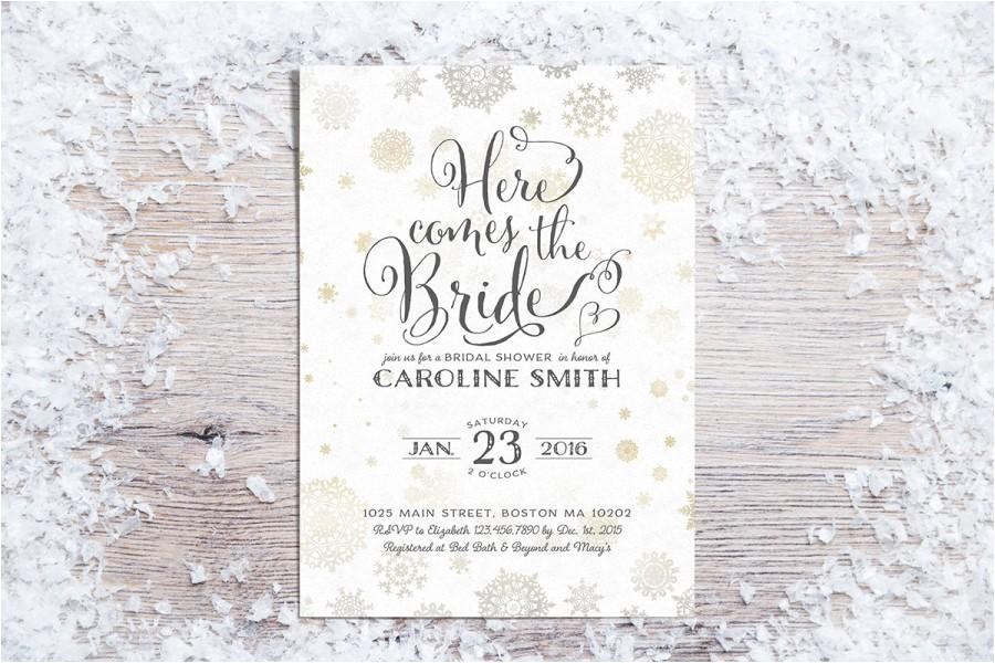 Winter themed Bridal Shower Invitations Printable Bridal Shower Invitations Winter Bridal Shower