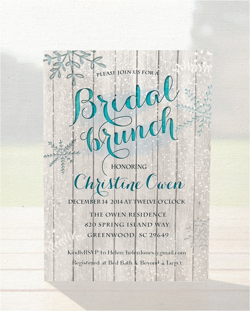 Winter themed Bridal Shower Invitations Winter Bridal Shower Invitation Bridal Brunch by