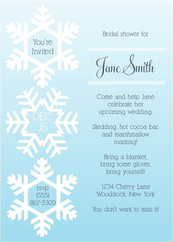 Winter themed Bridal Shower Invitations Winter Bridal Shower Invitation