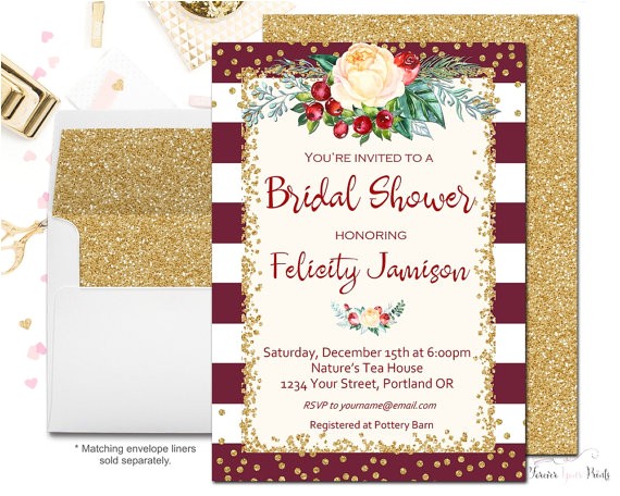 Winter themed Bridal Shower Invitations Winter Engagement Party Invitation Fall Bridal Shower
