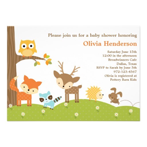 Woodland Animal themed Baby Shower Invitations Cute Woodland Animal Invitations 5" X 7" Invitation Card