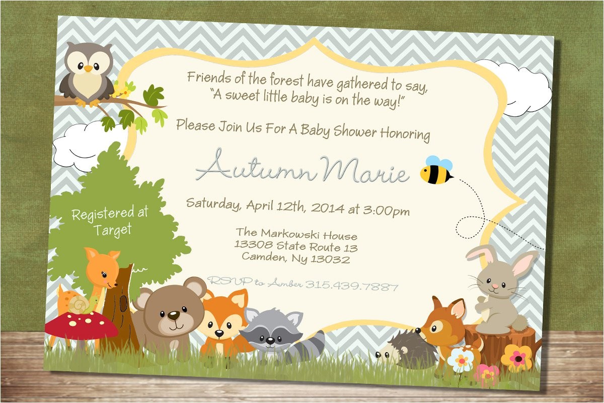Woodland Animal themed Baby Shower Invitations Unique Ideas for Woodland Creatures Baby Shower