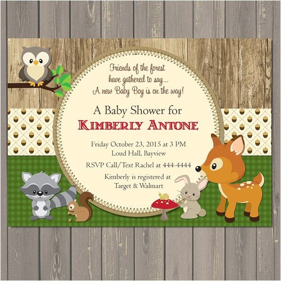 Woodland Animal themed Baby Shower Invitations Woodland Baby Shower Invitations forest Animals Shower