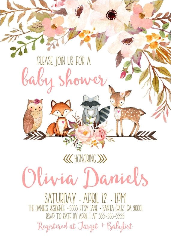 Woodland Animal themed Baby Shower Invitations Woodland Baby Shower Invitations Invitation for Woodland