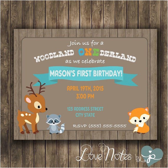 Woodland Onederland Birthday Invitations Digital Woodland Onederland First Birthday Party by