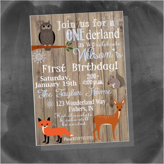 Woodland Onederland Birthday Invitations Items Similar to Digital Woodland Animals Winter