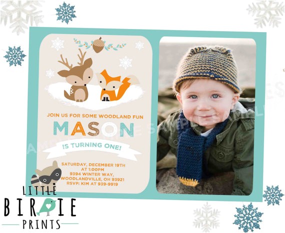 Woodland Onederland Birthday Invitations Winter Woodland Birthday Party Invitation by