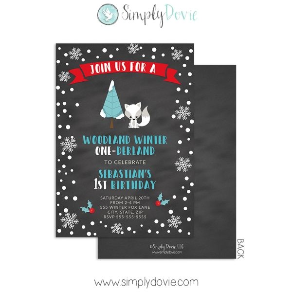 Woodland Onederland Birthday Invitations Winter Woodland One Derland Birthday Invitations