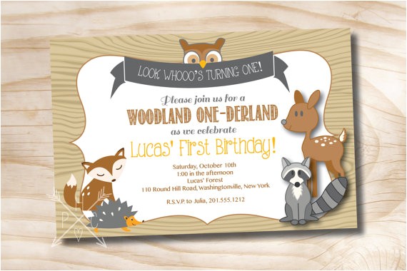 Woodland Onederland Birthday Invitations Woodland One Derland Birthday Party Invitation Digital