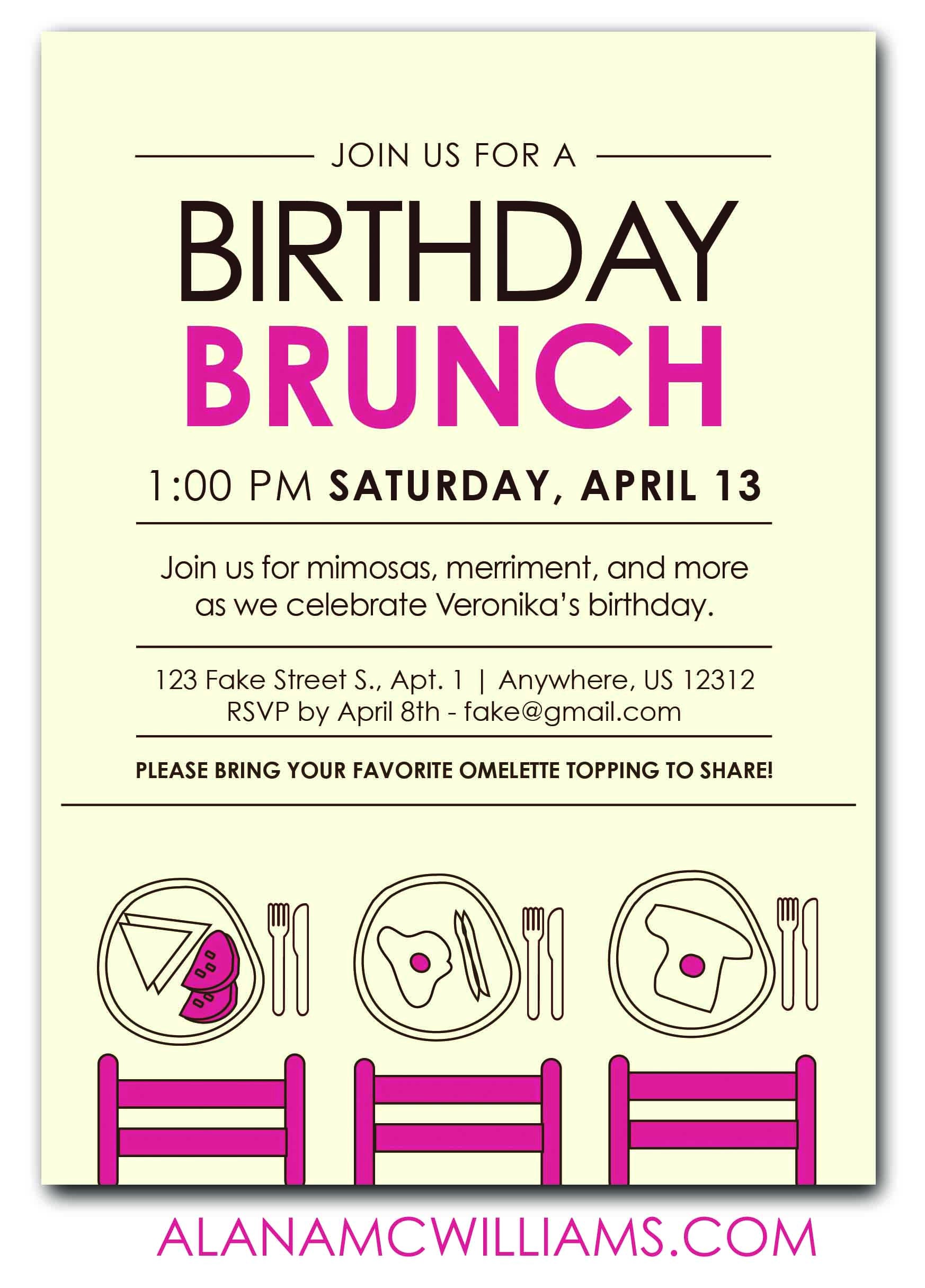 Wording for Birthday Brunch Invitations Best Free Party Luncheon Brunch Invitation Card for