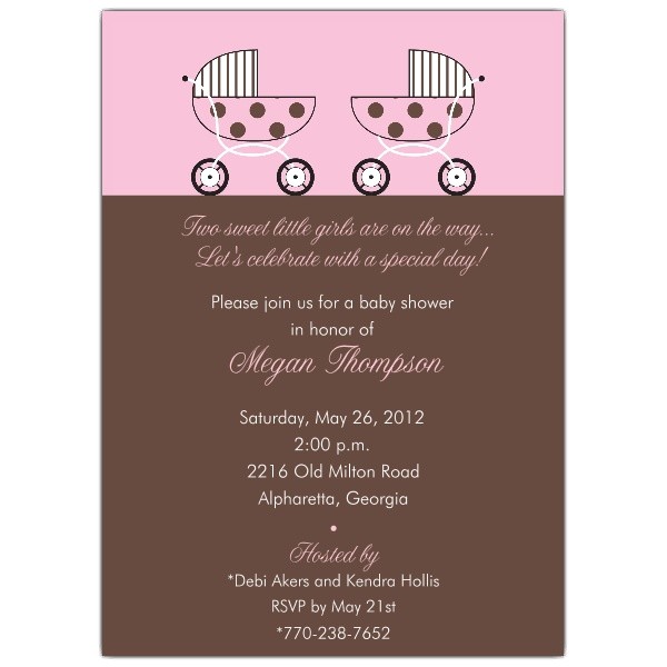 Wording for Twin Baby Shower Invitations Baby Shower Twin Pink Invitations