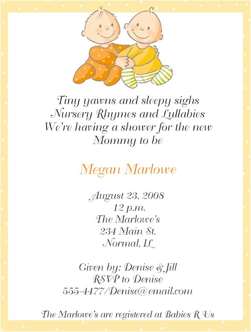 Wording for Twin Baby Shower Invitations Twins Baby Shower Invitations Baby Shower Decoration Ideas