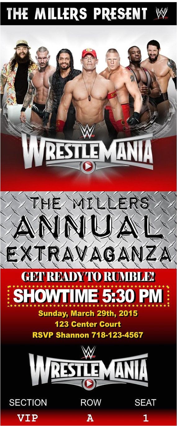 Wwe Wrestling Party Invitations Wrestlemania Party Invitation Tickets by