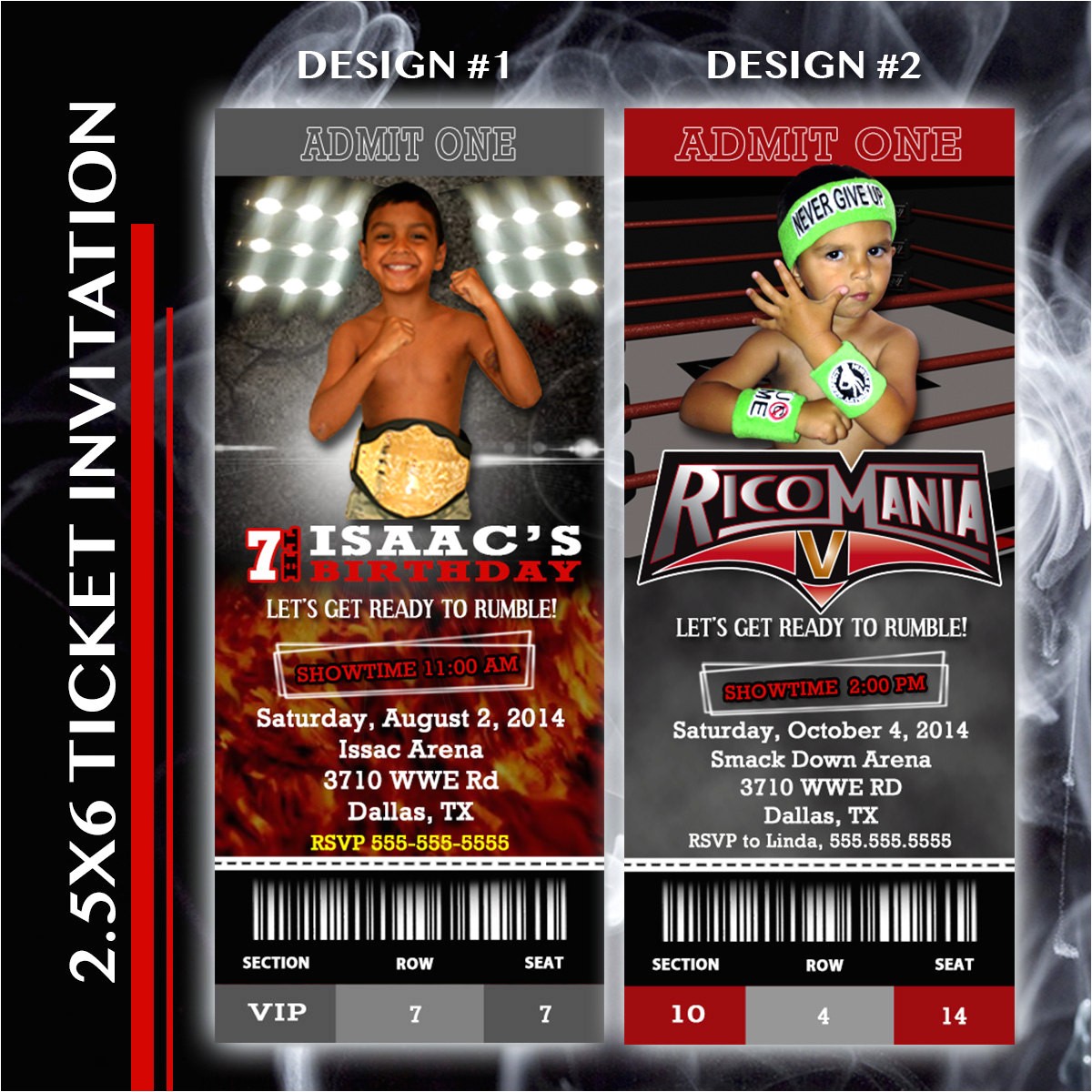 Wwe Wrestling Party Invitations Wrestling Party Ticket Invitation