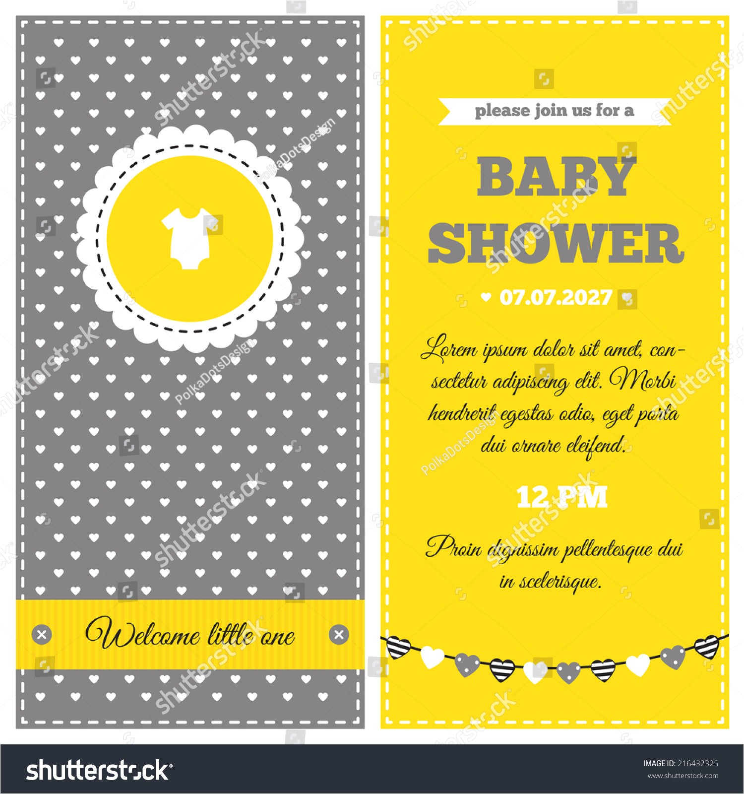 Yellow Gray Baby Shower Invitations Baby Shower Invitation Yellow White Gray Stock Vector
