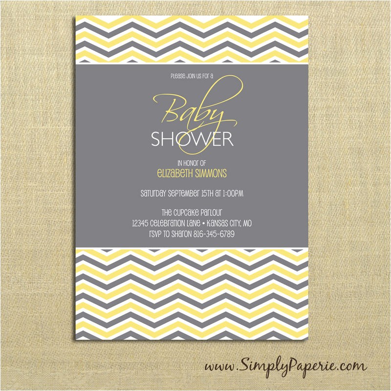 Yellow Gray Baby Shower Invitations Yellow and Gray Baby Shower Invitations