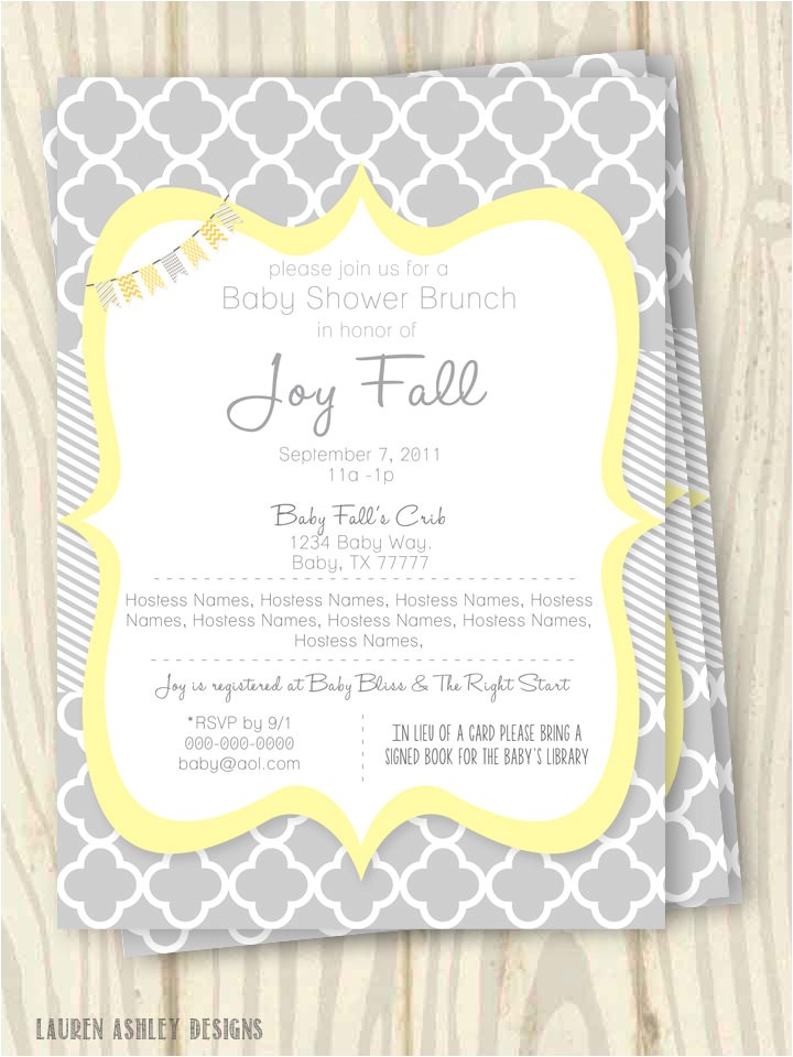 Yellow Gray Baby Shower Invitations Yellow and Grey Baby Shower Invitation 5×7