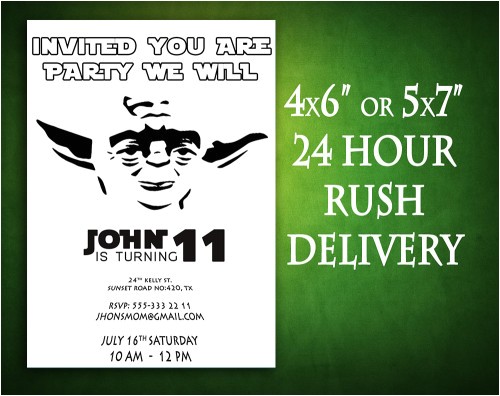 Yoda Birthday Invitations Yoda Birthday Party Invitation Digital Printable Star Wars