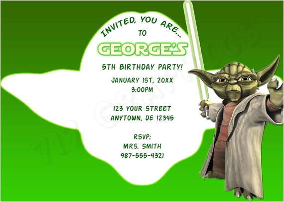 Yoda Birthday Party Invitations Star Wars Yoda Birthday Invitation Printable