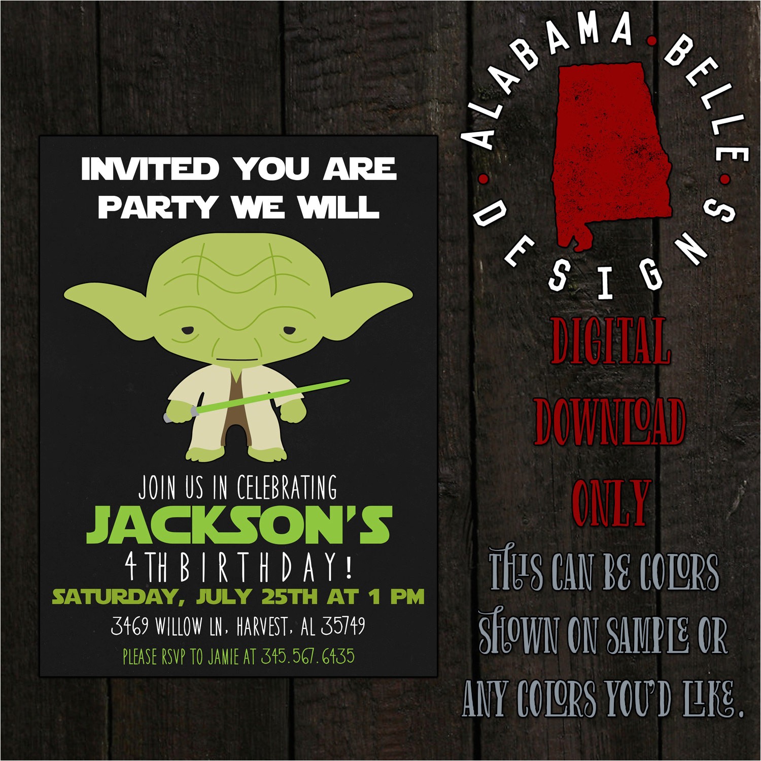 Yoda Birthday Party Invitations Yoda Birthday Invitation by Alabamabelledesigns On Etsy