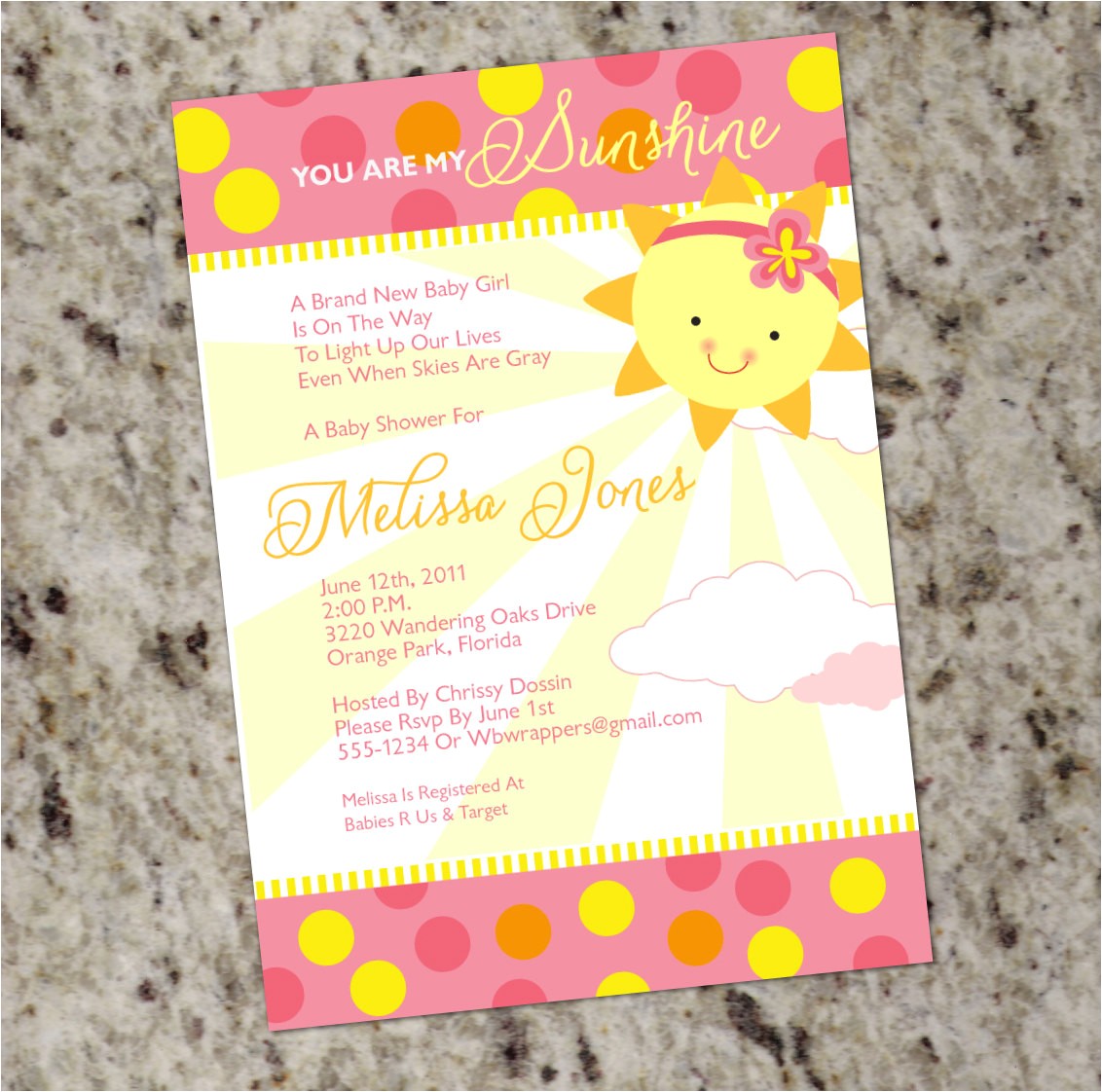 You are My Sunshine Baby Shower Invites You are My Sunshine Baby Shower Invitations Girly Summer