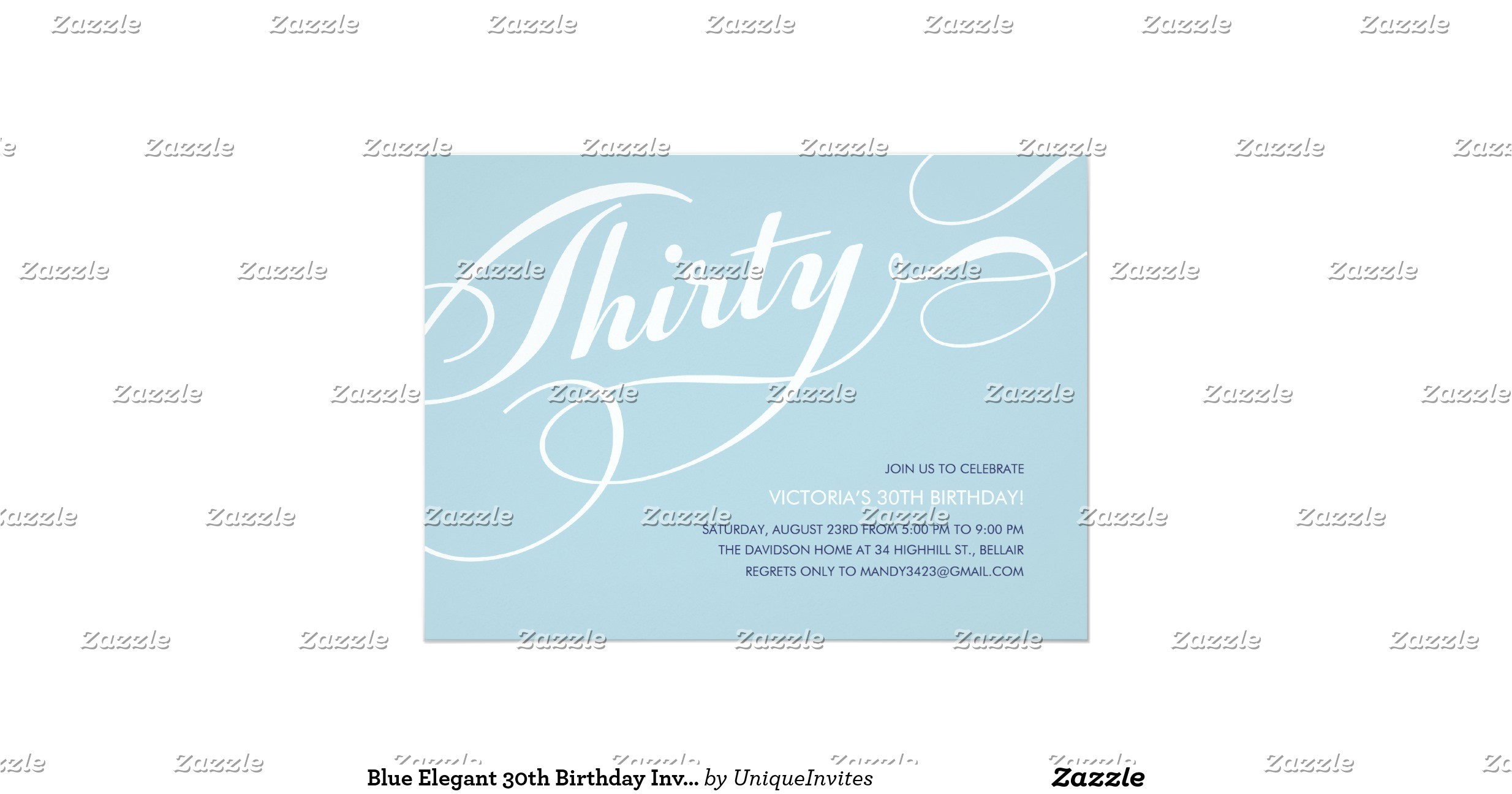 Zazzle 30th Birthday Invitations Blue Elegant 30th Birthday Invitations