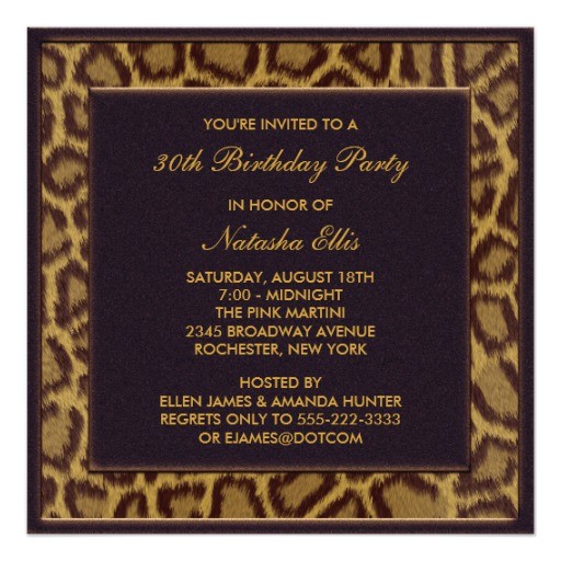 Zazzle 30th Birthday Invitations Leopard 30th Birthday Party Invitations